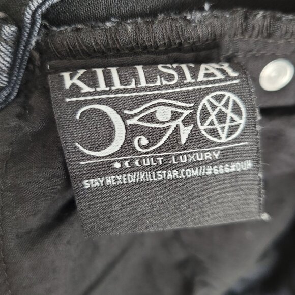 Killstar Trash Talk Skinny Jeans O-Ring Fishnet Distressed Goth Black Size XS - Picture 14 of 15